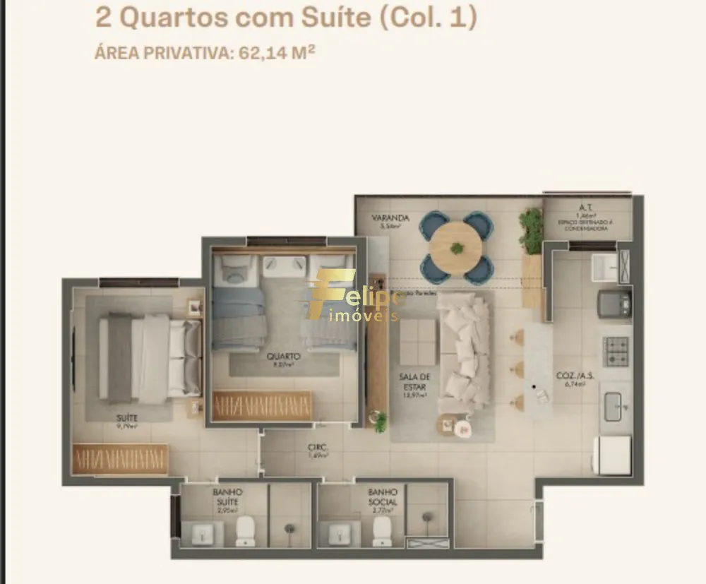 Apartamento, 2 quartos, 62 m² - Foto 3