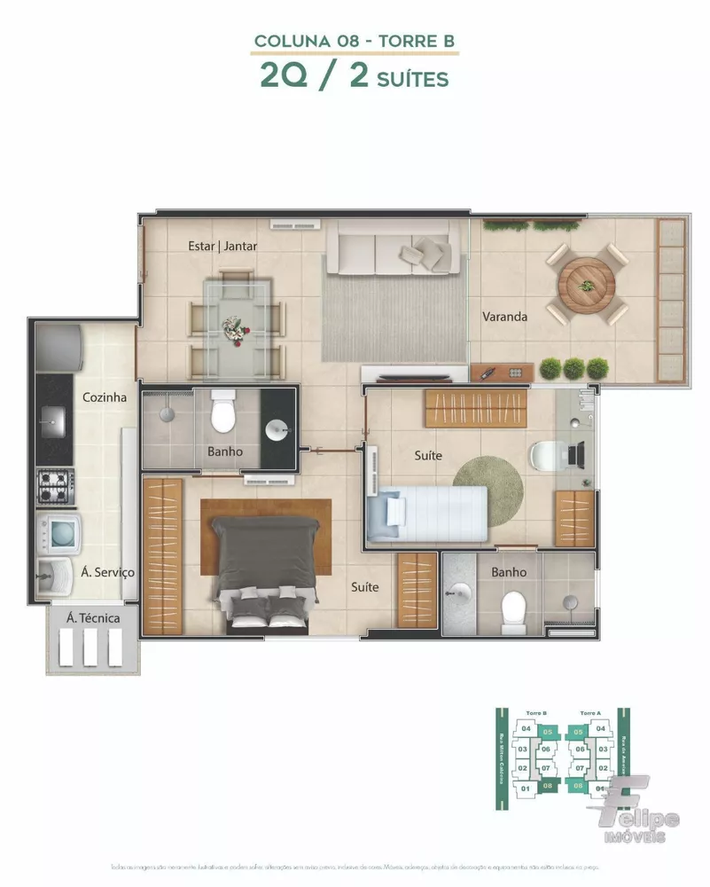 Apartamento à venda com 2 quartos, 64m² - Foto 2