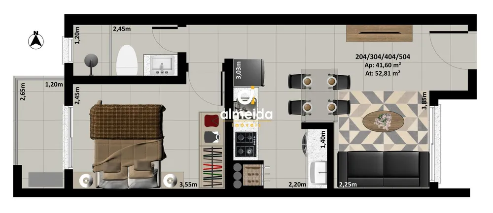 Apartamento, 1 quarto, 41 m² - Foto 3