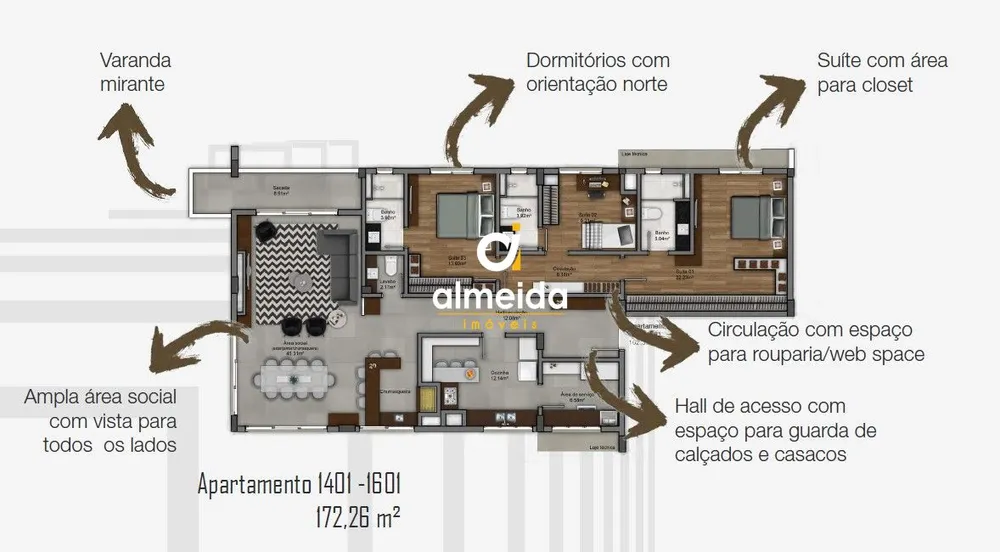 Apartamento, 3 quartos, 172 m² - Foto 2