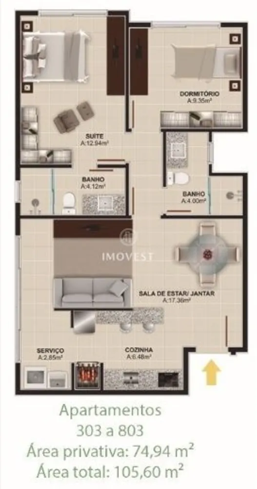 Apartamento, 2 quartos, 52 m² - Foto 3