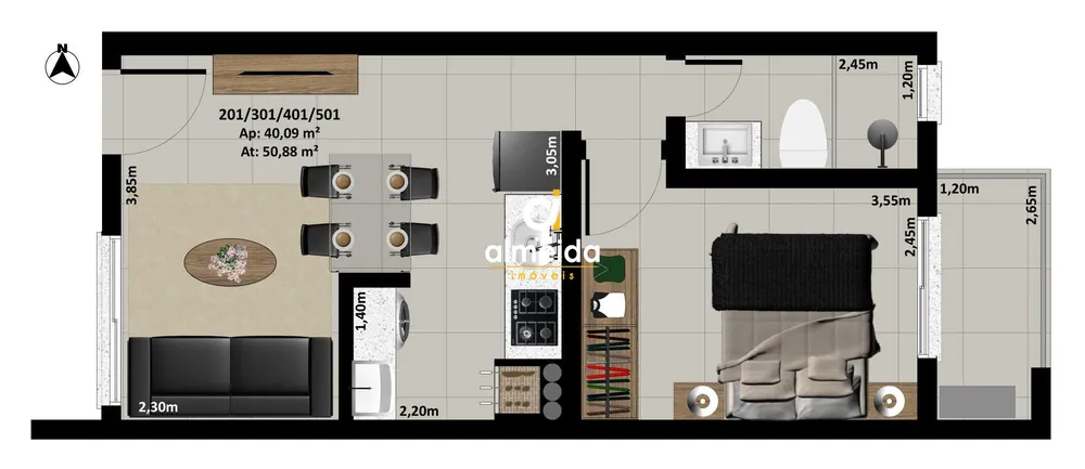 Apartamento, 1 quarto, 40 m² - Foto 4