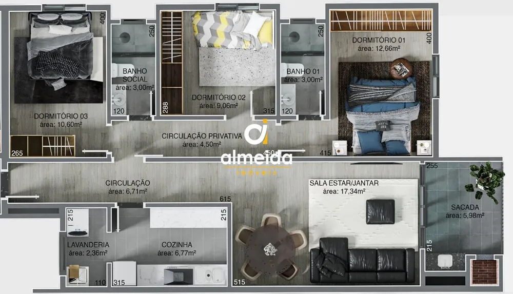 Apartamento, 3 quartos, 96 m² - Foto 2