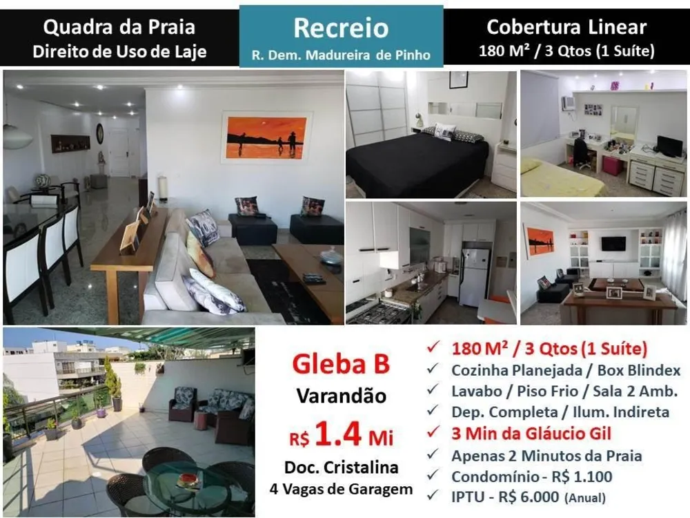 Cobertura, 3 quartos, 180 m² - Foto 1