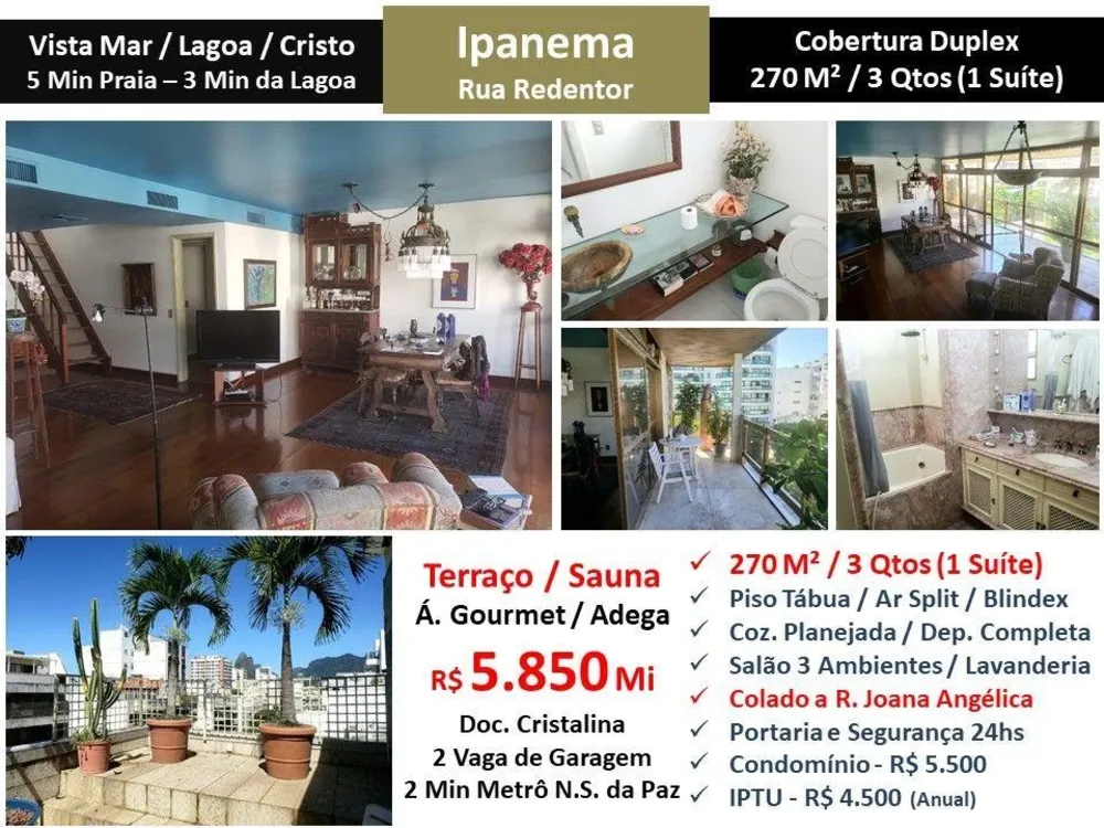 Cobertura, 3 quartos, 300 m² - Foto 1