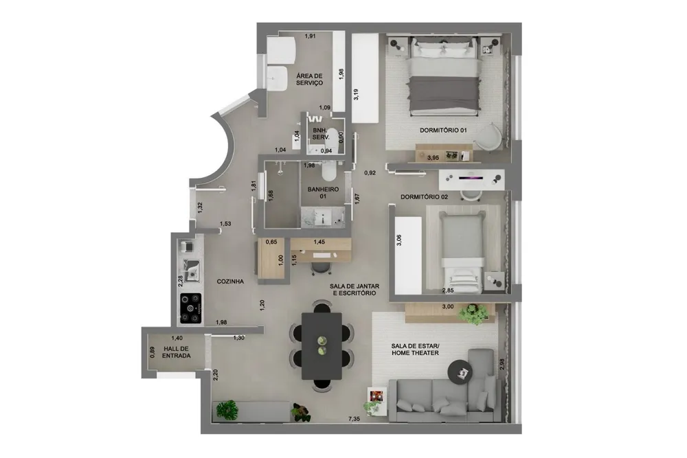 Apartamento, 2 quartos, 76 m² - Foto 3