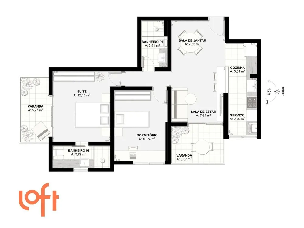 Flat/Apart Hotel, 2 quartos, 80 m² - Foto 22