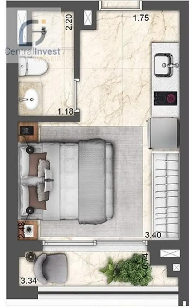 Apartamento, 1 quarto, 23 m² - Foto 2