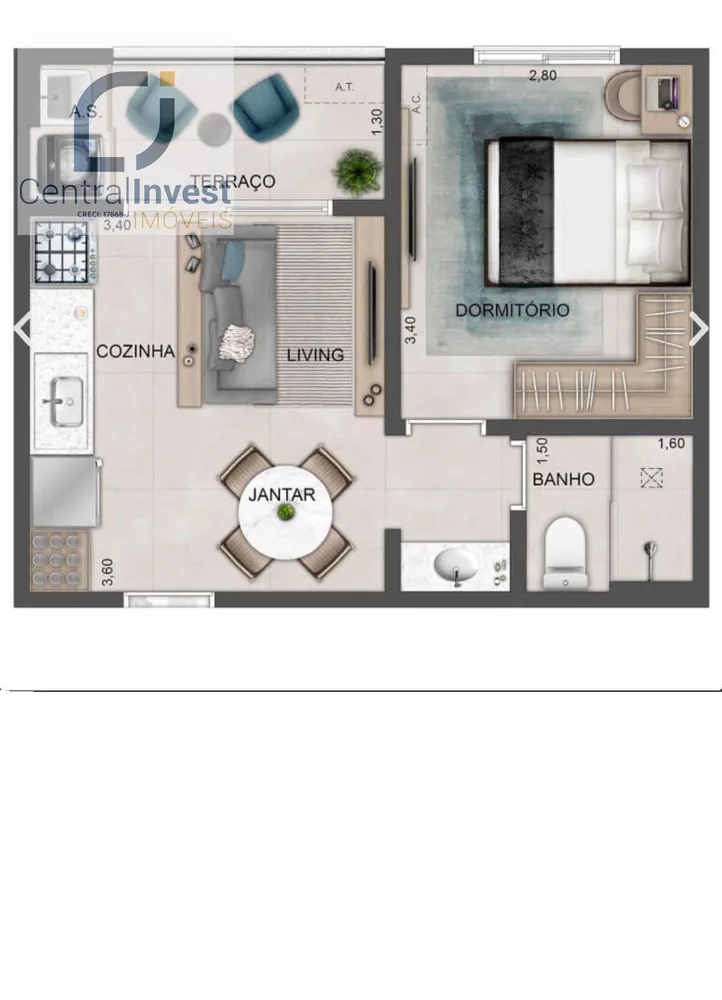 Apartamento, 1 quarto, 35 m² - Foto 1