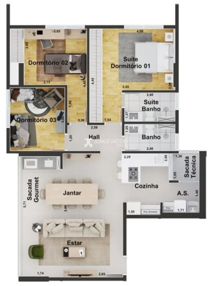 Apartamento, 3 quartos, 95 m² - Foto 2