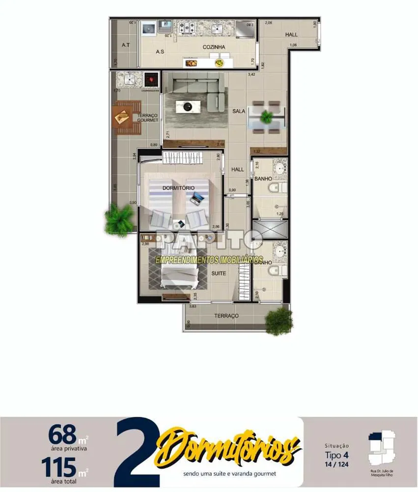 Apartamento, 2 quartos, 68 m² - Foto 2