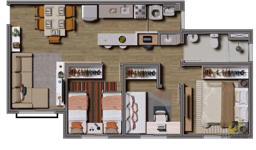 Apartamento, 3 quartos, 56 m² - Foto 2