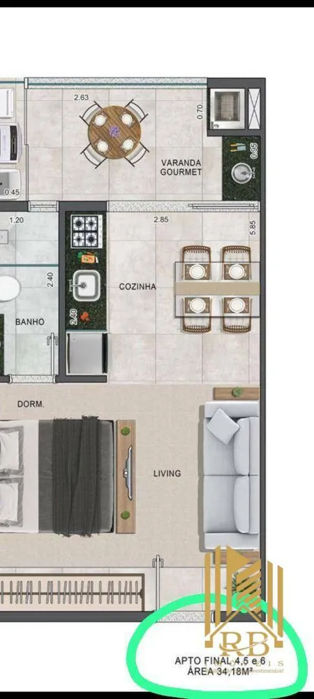 Apartamento, 1 quarto, 34 m² - Foto 2