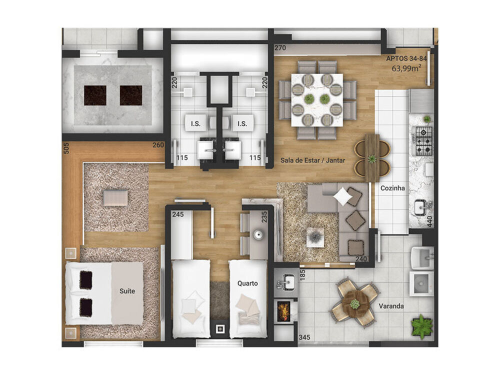 Apartamento, 2 quartos, 56 m² - Foto 3