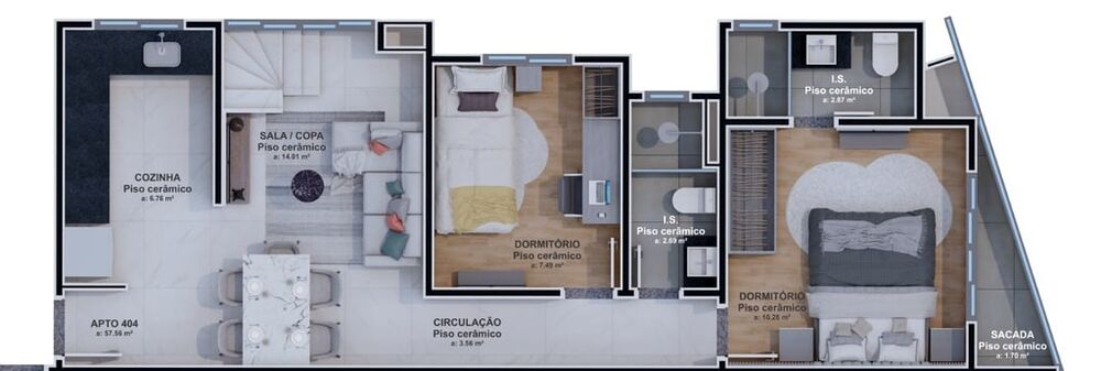 Apartamento à venda com 3 quartos, 67m² - Foto 2