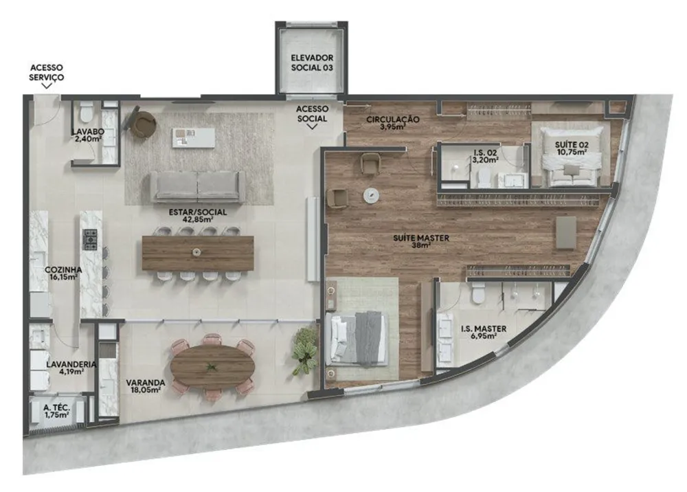 Apartamento, 3 quartos, 140 m² - Foto 1