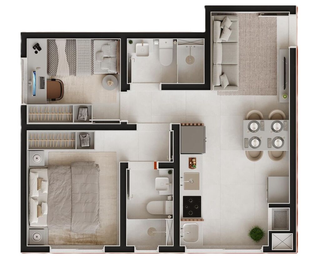 Apartamento, 3 quartos, 56 m² - Foto 3