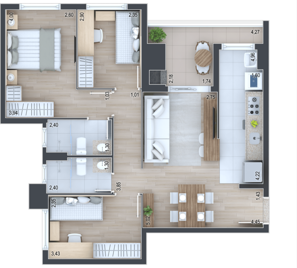 Apartamento, 3 quartos, 124 m² - Foto 1
