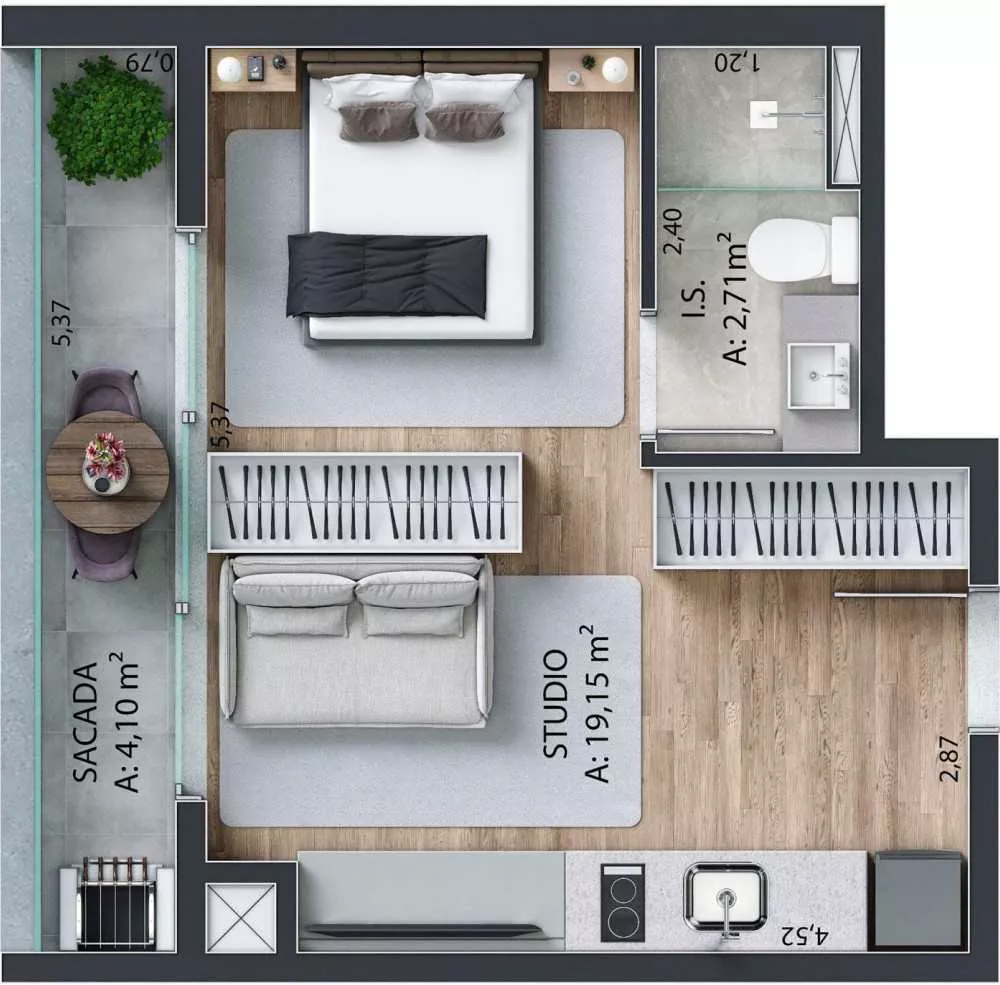 Cobertura, 1 quarto, 64 m² - Foto 14