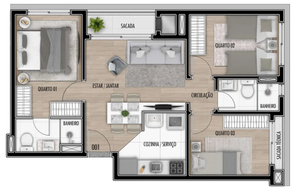 Apartamento, 2 quartos, 54 m² - Foto 1