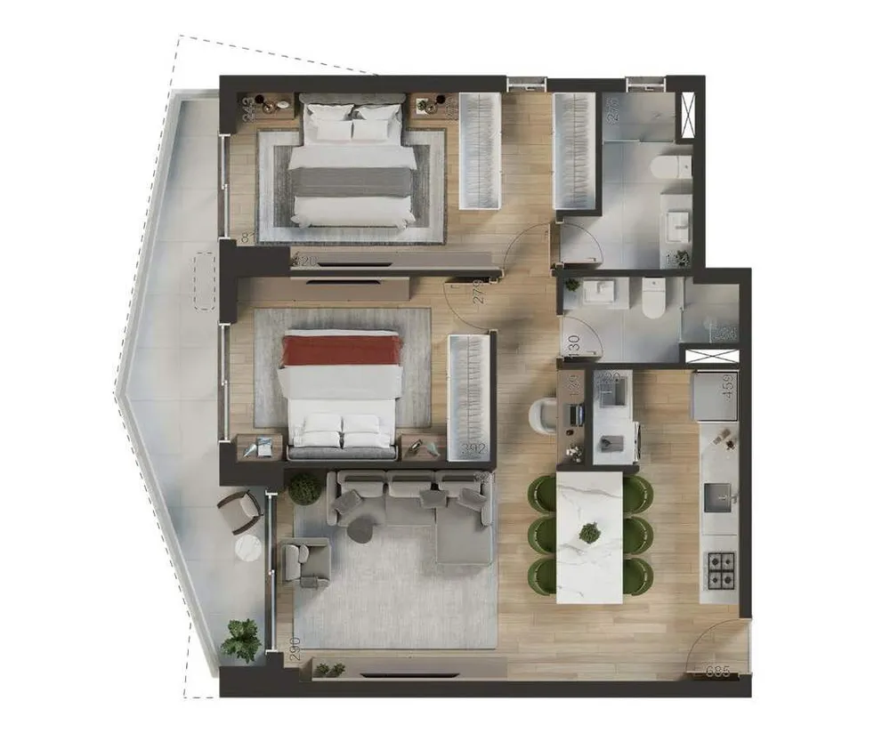 Apartamento, 1 quarto, 46 m² - Foto 2