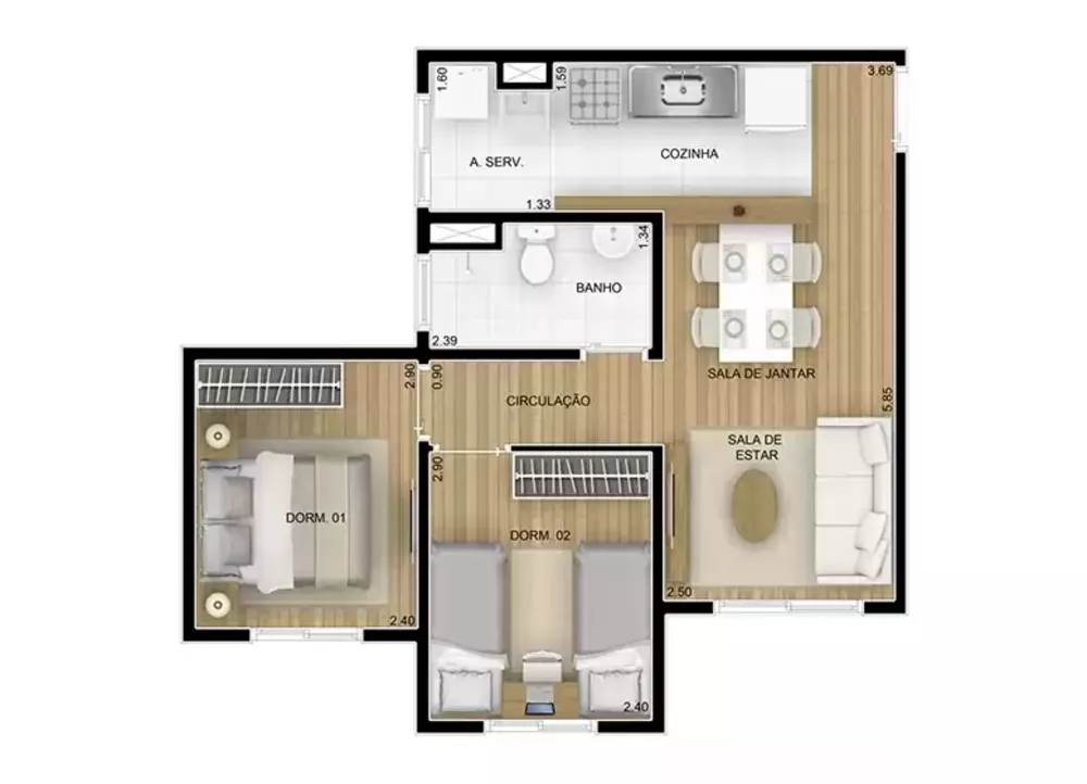 Apartamento à venda com 3 quartos, 57m² - Foto 49