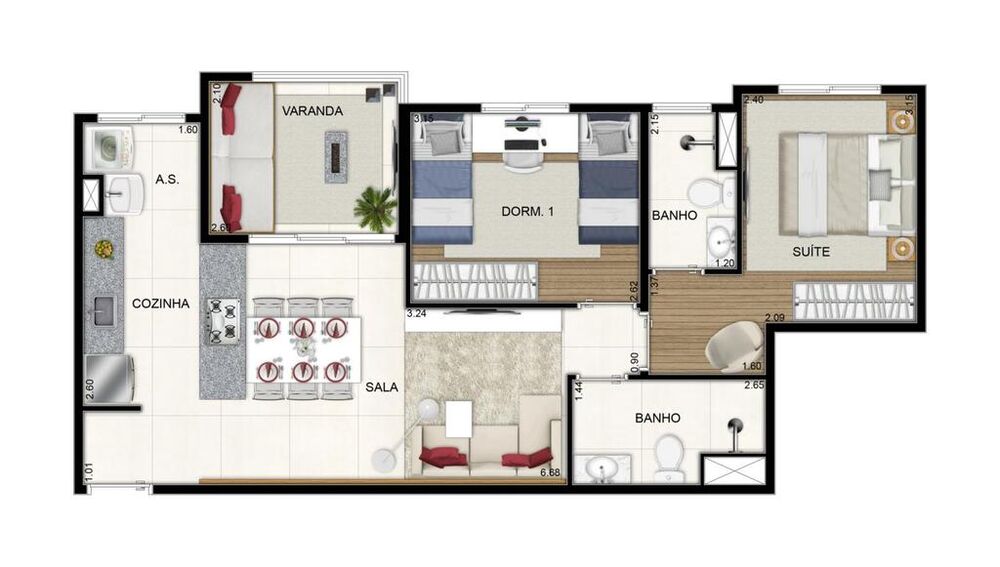 Apartamento, 3 quartos, 71 m² - Foto 2