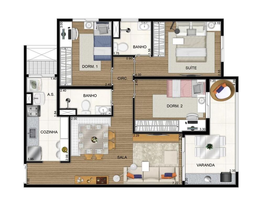 Apartamento, 3 quartos, 71 m² - Foto 3