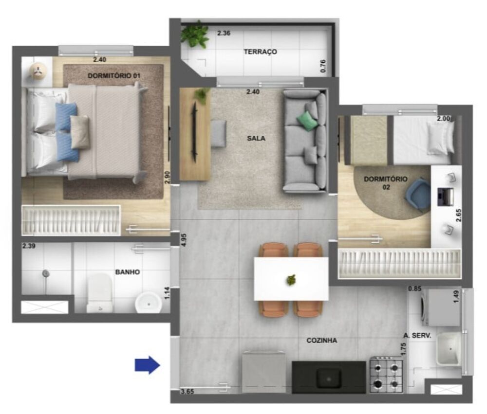 Apartamento, 2 quartos, 32 m² - Foto 4