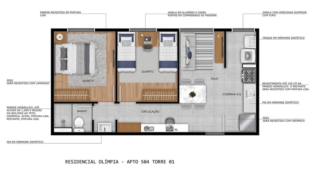 Apartamento, 2 quartos, 39 m² - Foto 8