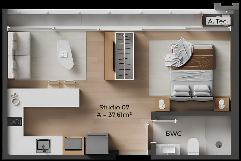 Apartamento, 1 quarto, 37 m² - Foto 3