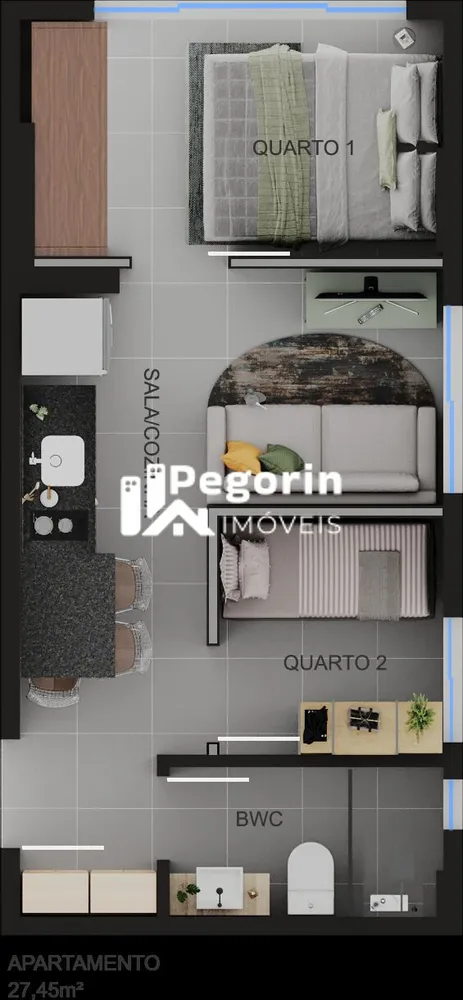 Apartamento, 2 quartos, 35 m² - Foto 4