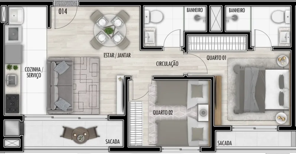 Apartamento, 3 quartos, 58 m² - Foto 8