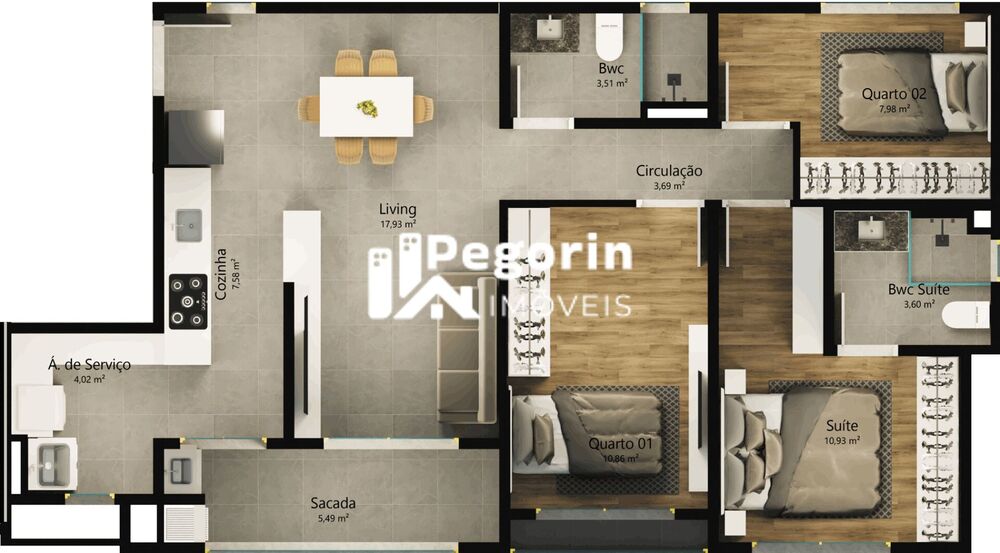 Apartamento, 2 quartos, 62 m² - Foto 3