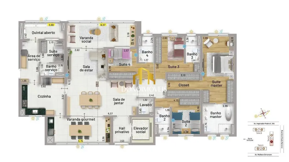 Apartamento, 4 quartos, 203 m² - Foto 1