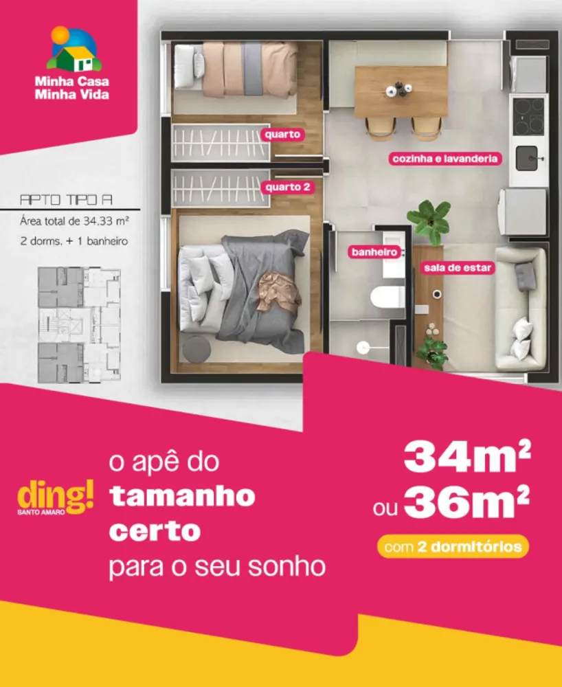 Apartamento, 2 quartos, 34 m² - Foto 4