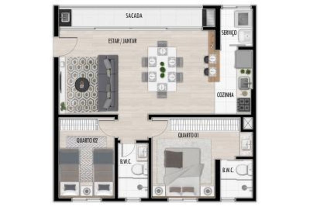 Apartamento, 2 quartos, 44 m² - Foto 3