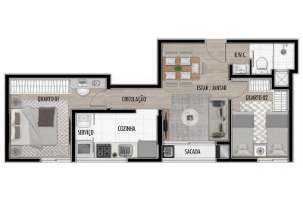 Apartamento, 2 quartos, 44 m² - Foto 2