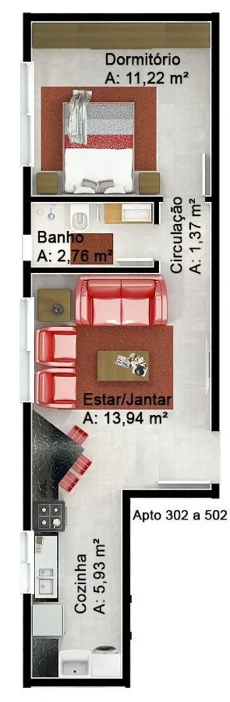 Apartamento, 1 quarto, 43 m² - Foto 3
