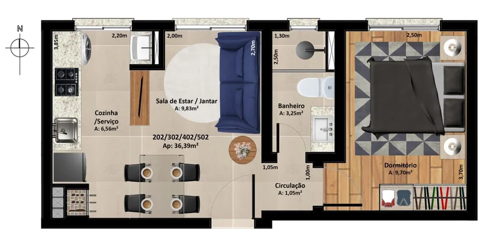 Apartamento, 1 quarto, 36 m² - Foto 8