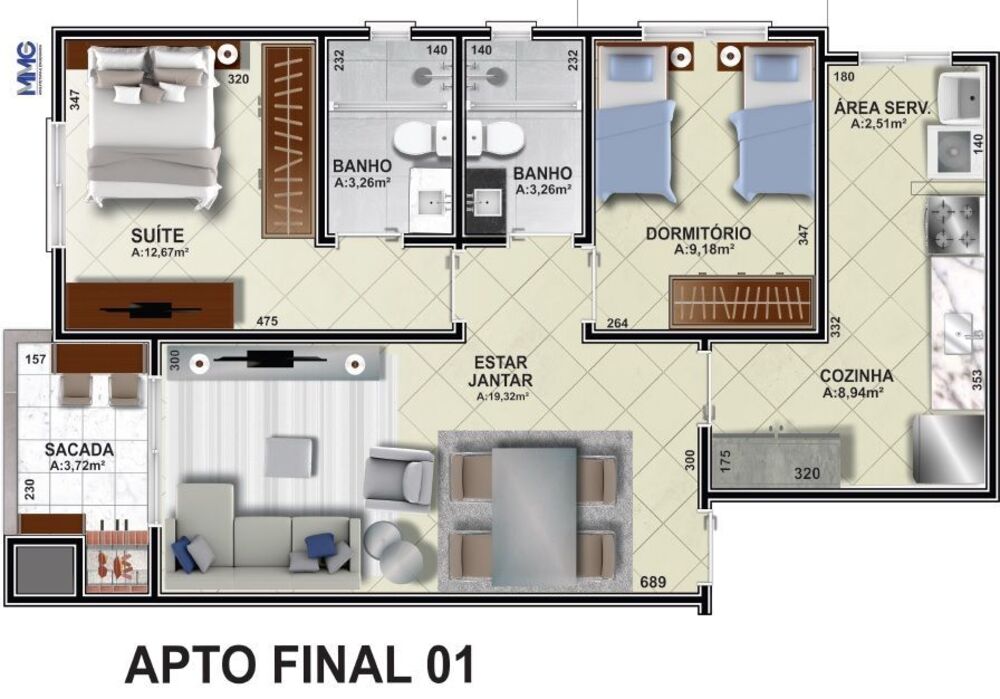 Apartamento, 2 quartos, 76 m² - Foto 3
