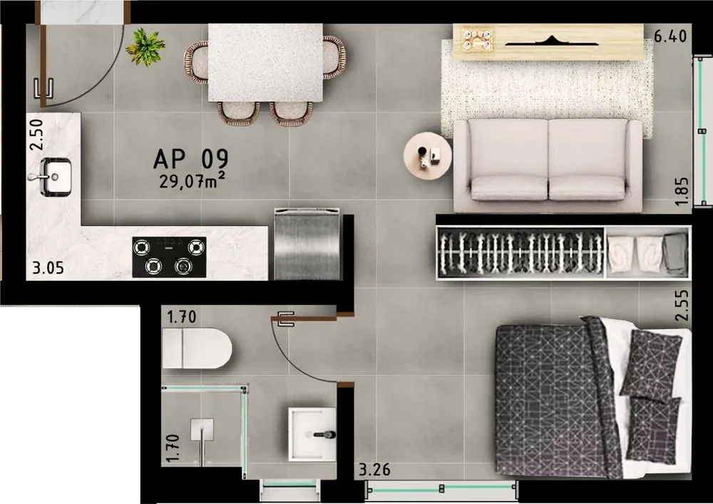 Apartamento, 1 quarto, 33 m² - Foto 2