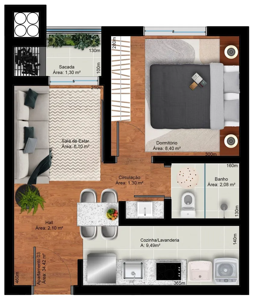 Apartamento, 1 quarto, 33 m² - Foto 7