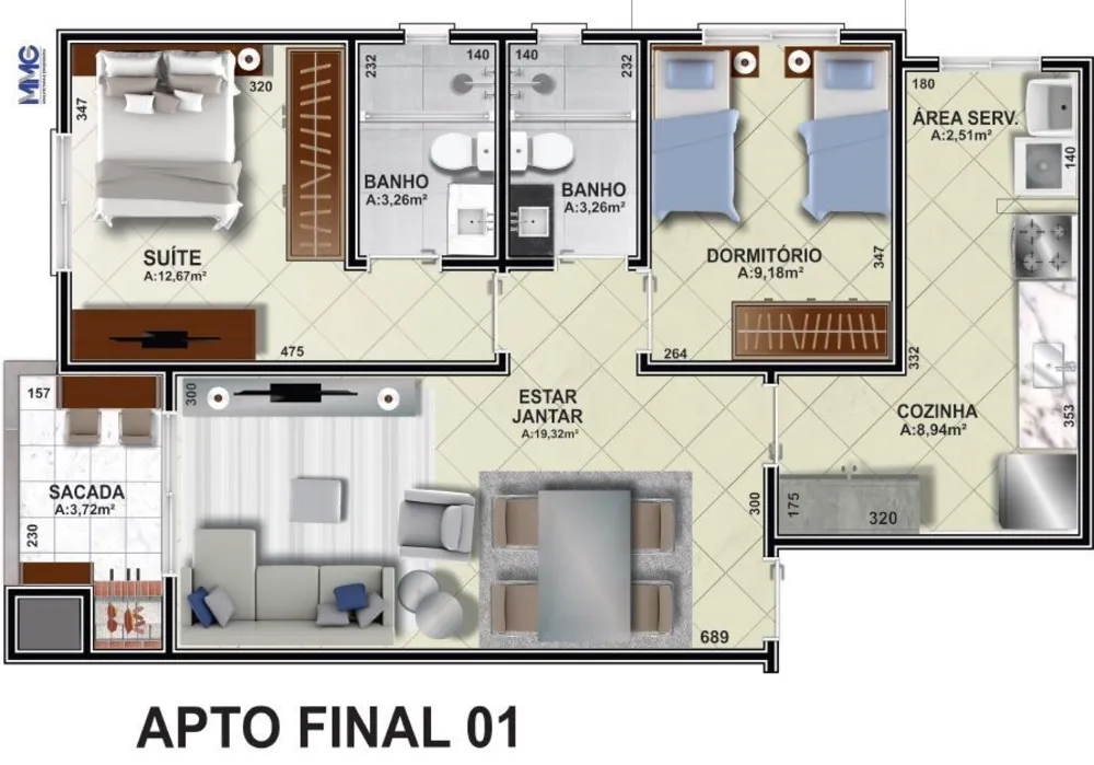 Apartamento, 2 quartos, 76 m² - Foto 3