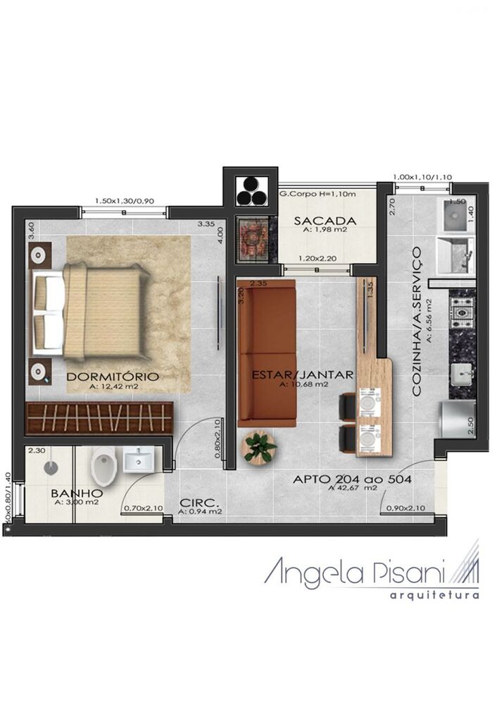 Apartamento, 1 quarto, 42 m² - Foto 1