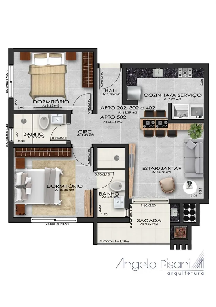 Apartamento, 2 quartos, 63 m² - Foto 9