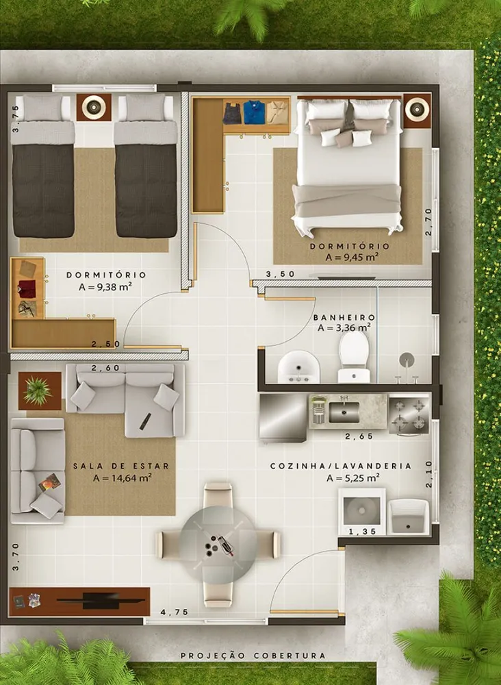Casa, 2 quartos, 46 m² - Foto 9