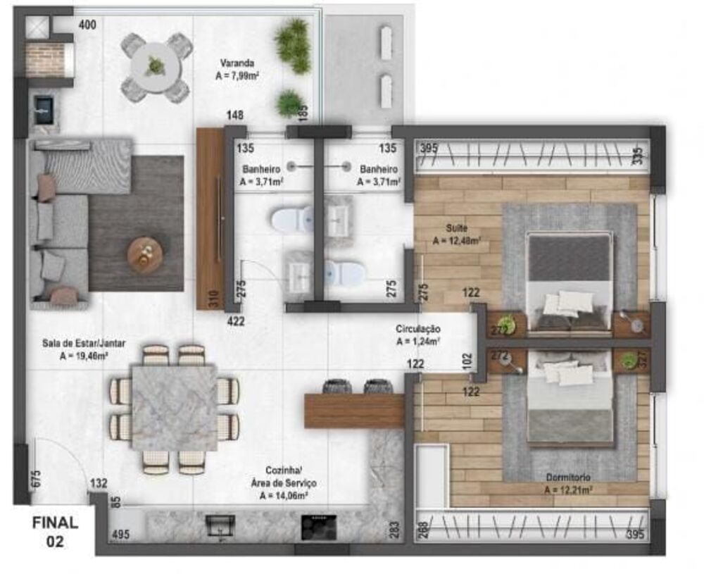Apartamento, 2 quartos, 122 m² - Foto 2