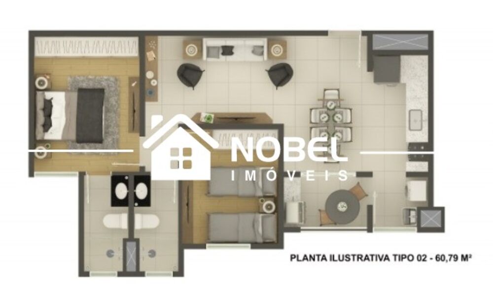 Apartamento à venda com 2 quartos, 60m² - Foto 3