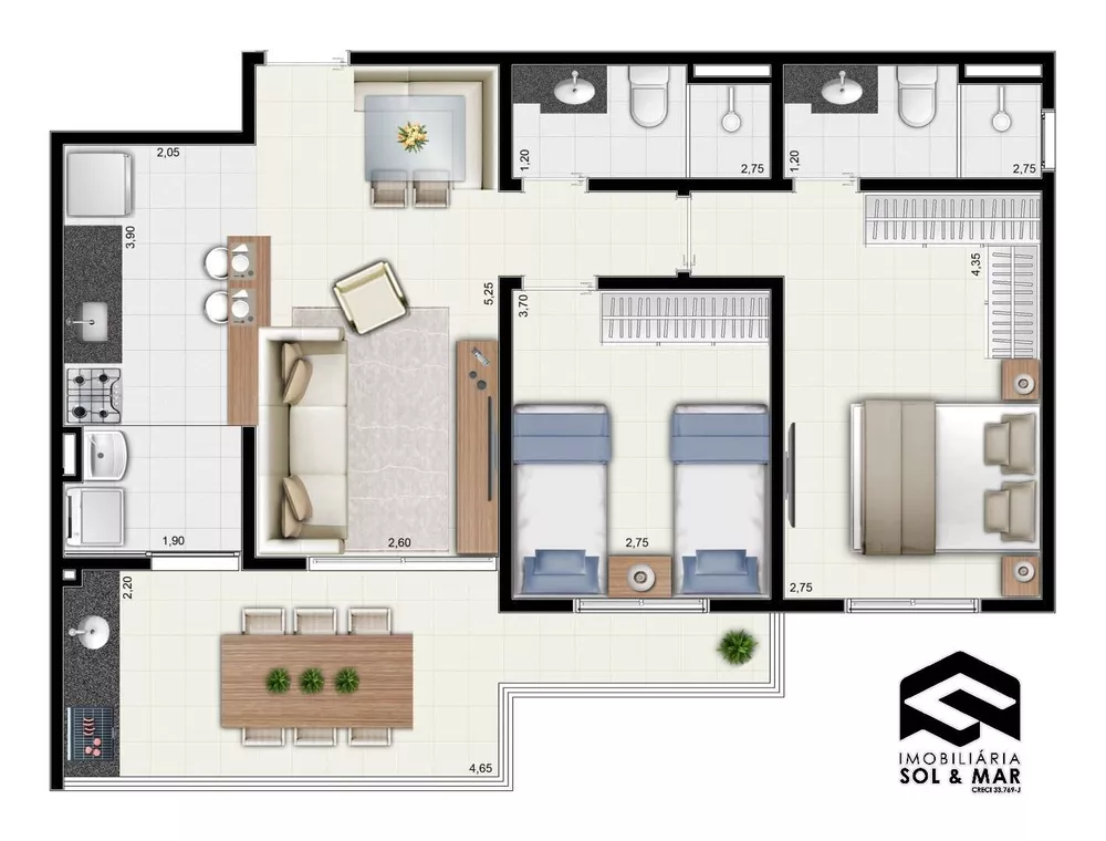 Apartamento à venda com 2 quartos, 73m² - Foto 1